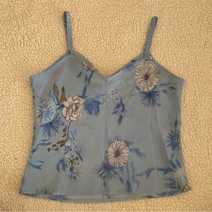 Vintage M Collection Light Blue Floral Blouse Tank Top